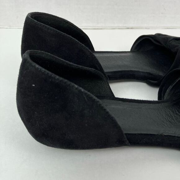Eileen Fischer Sz 8 Fuller Suede d'Orsay Ballet Flats Black Office Preppy Comfy - Picture 9 of 16